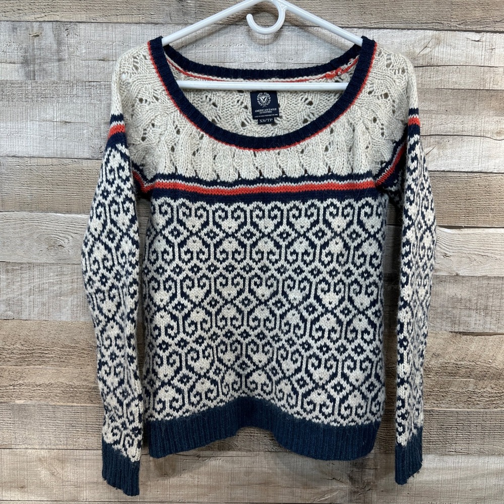 American‎ Eagle Outfitters Fair Isle Geometric Print Scoop Neck Sweater XS